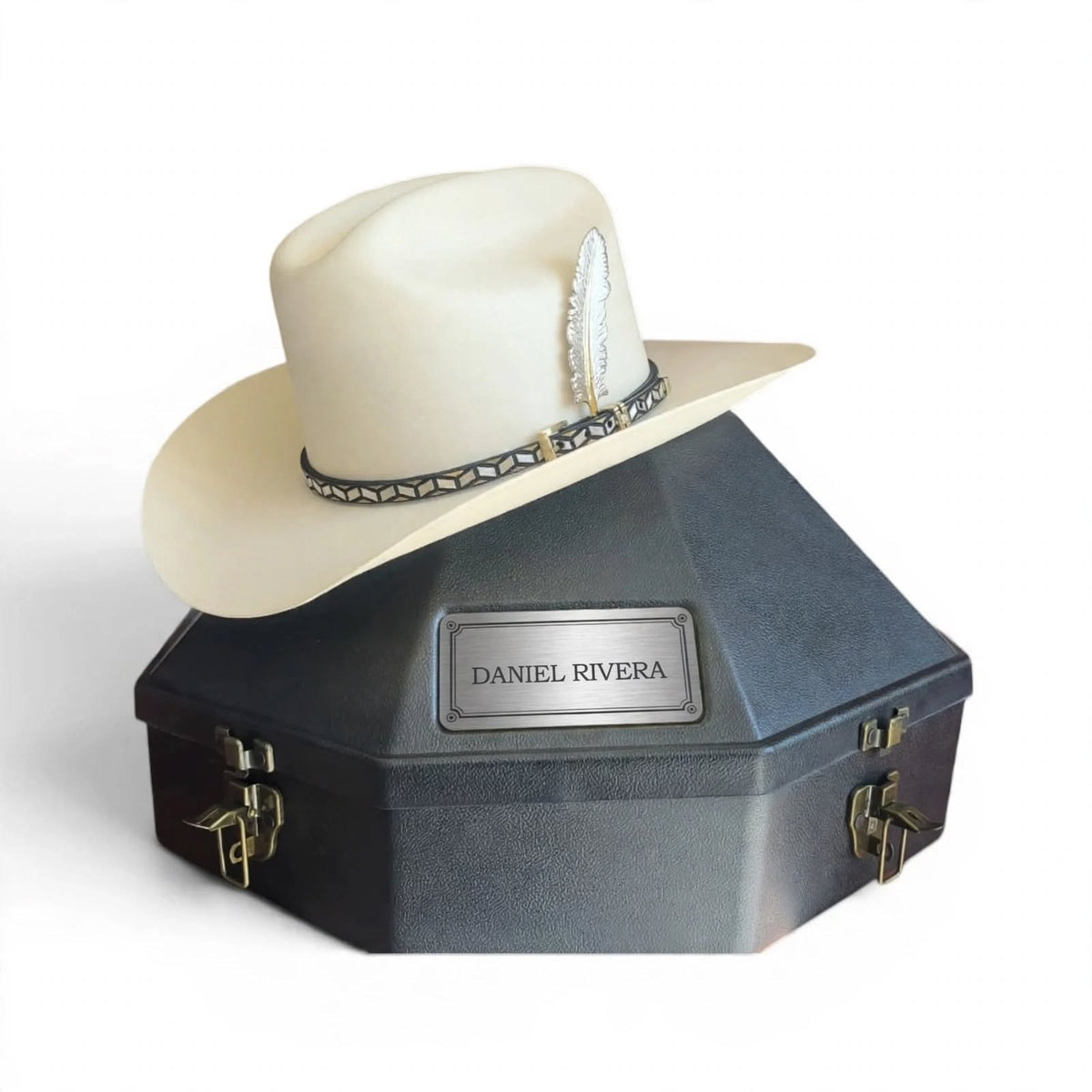 Sombrero Tombstone 5,000X - Toquilla Hilo de Plata, Pluma Metálica y Estuche Premium