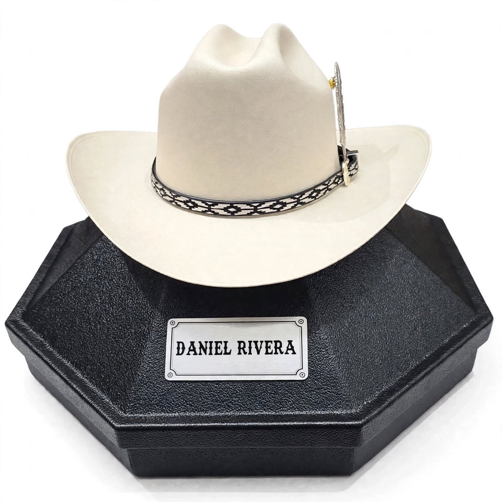 Sombrero Tombstone 5,000X - Toquilla Hilo de Plata, Pluma Metálica y Estuche Premium